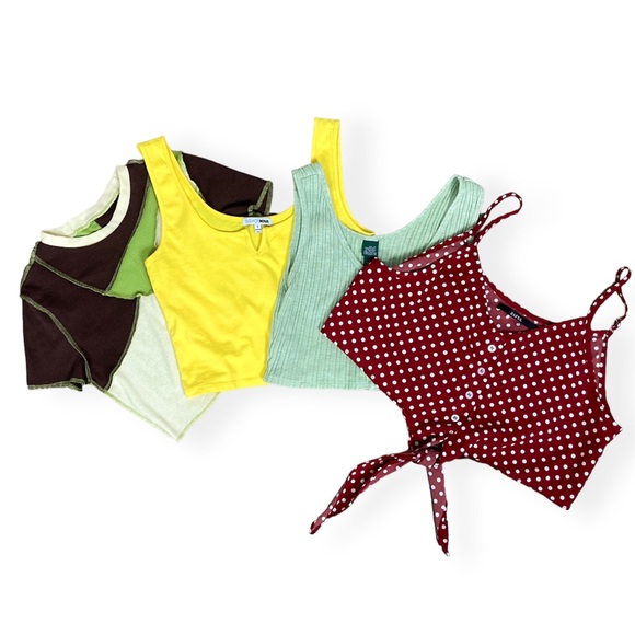 wild fable Tops - Bundle of 4 Crop Tops- 3 Tanks, 1 Tee- Size Small